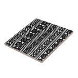White | Black African MudCloth Changeable Color Tile<br><div class="desc">Beautiful black and white African Mudprint inspired cloth print tile. Hit the customization button to control the pattern size and background color to suit your needs.</div>