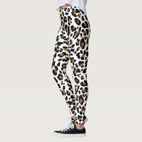 White black and brown leopard dots spots pattern leggings