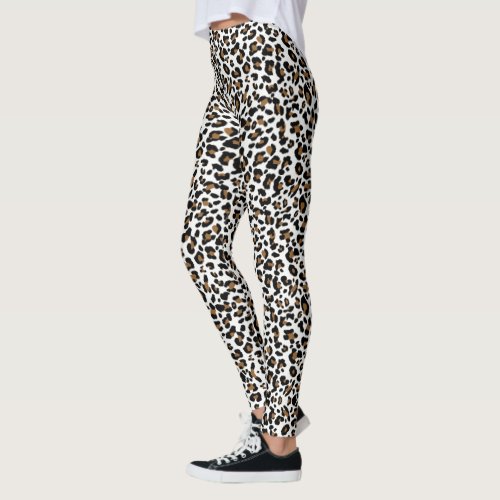 White black and brown leopard dots spots pattern leggings