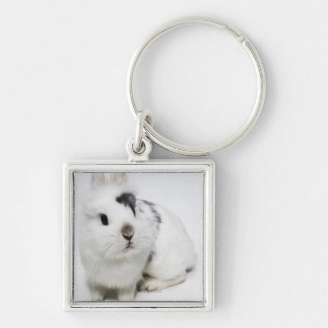 White, black and brown rabbit keychain (Front)