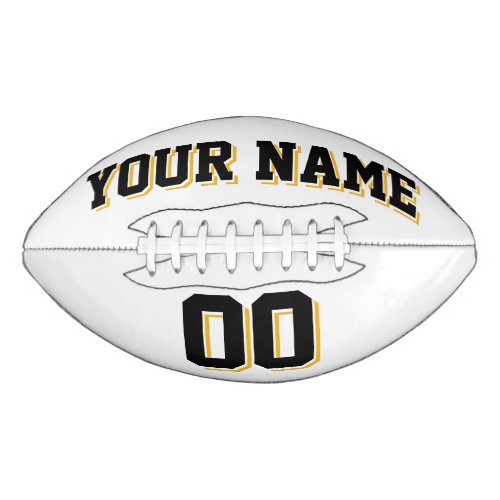 WHITE BLACK AND GOLD Custom Football