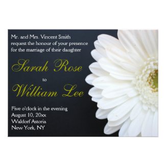 White, Black, and Gold Daisy Wedding Invitation