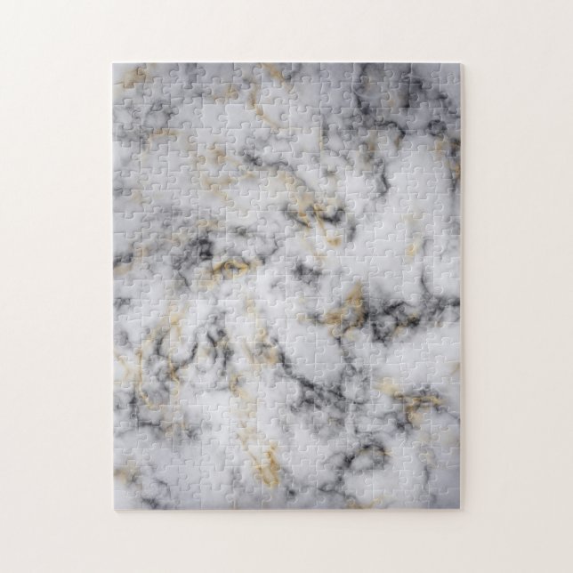 White Black and Gold Marble Pattern Jigsaw Puzzle (Vertical)