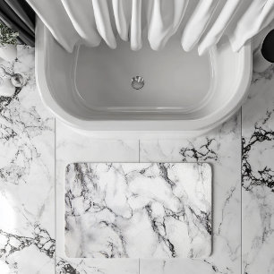 White Black And Gray Grain Marble Stone Bath Mat