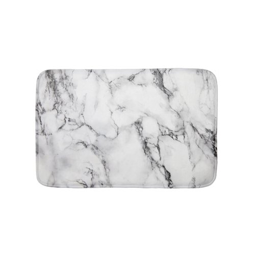 White Black And Gray Grain Marble Stone Bath Mat