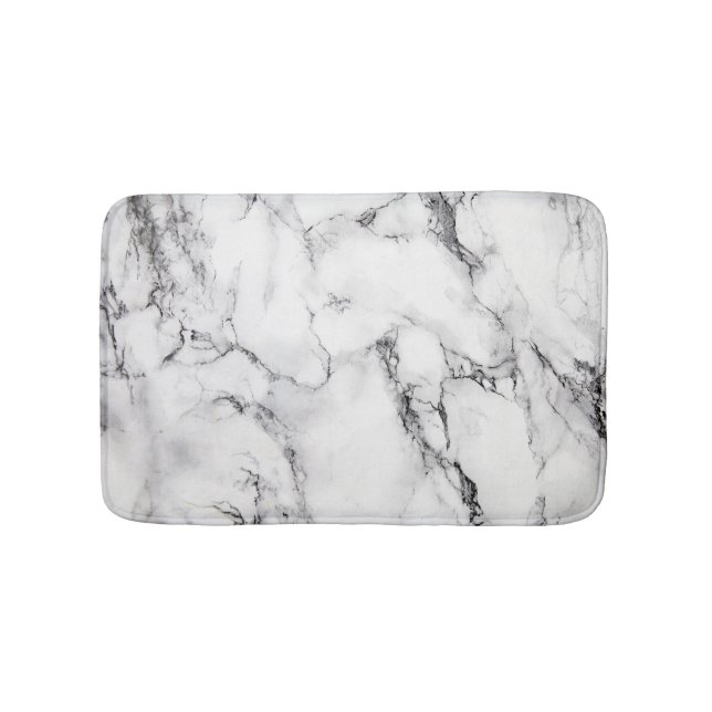 White Black And Gray Grain Marble Stone Bath Mat (Front)