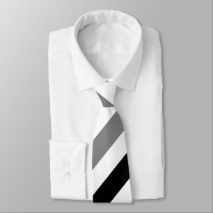 White Black and Gray Regimental Stripe Tie