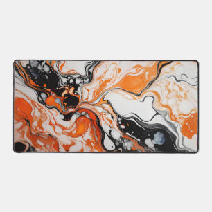 White Black and Orange Desk Mat