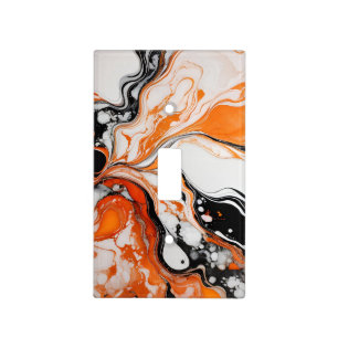 White Black and Orange Light Switch Cover