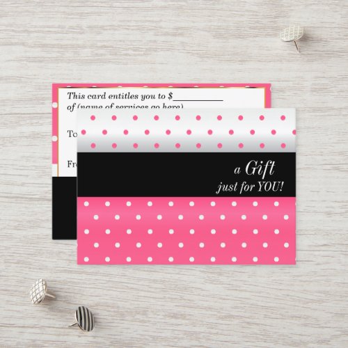 White Black and Pink Design Gift Certificate