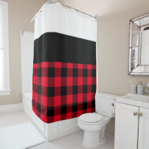 Red Plaid Shower Curtains Zazzle, Country Red Plaid Shower Curtain