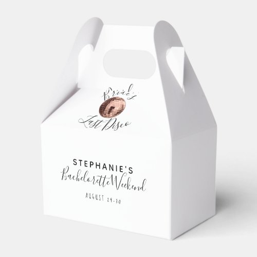White Black and Rose Gold Bachelorette Weekend Favor Boxes