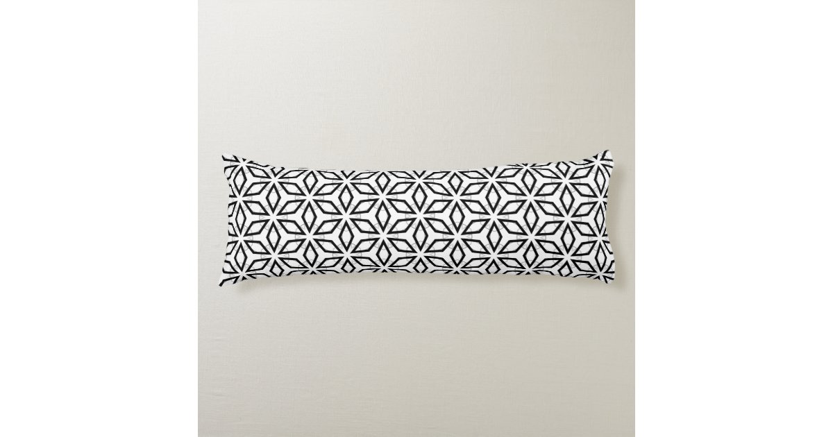 White Black and Silver Geometric pattern Body Pillow Zazzle