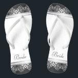 White, Black and Silver Lace | Wedding Party Flip Flops<br><div class="desc">Bridal Party Flop Shoes ready for you to personalize. ⭐This Product is 100% Customizable. Graphics and / or text can be added, deleted, moved, resized, changed around, rotated, etc... 99% of my designs in my store are done in layers. This makes it easy for you to resize and move the...</div>