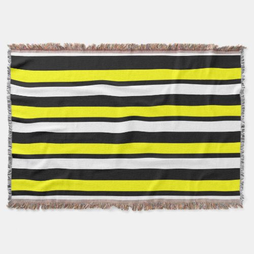 White Black and Yellow Striped Throw Blanket