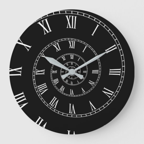 WhiteBlack Antique Spiral  Large Clock