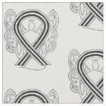 White &amp; Black Awareness Ribbon Custom Material Fabric