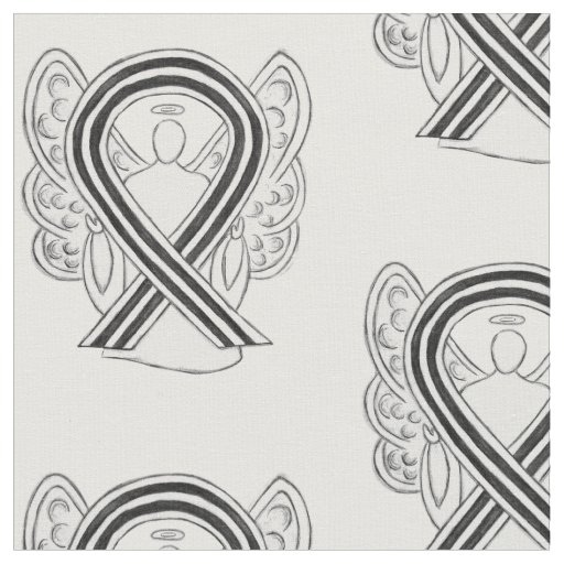 White & Black Awareness Ribbon Custom Material Fabric