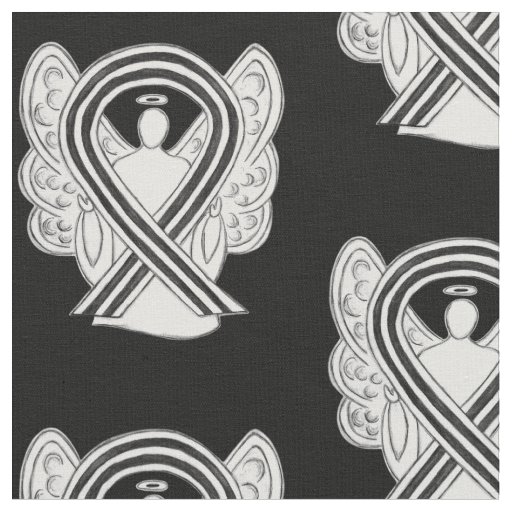 White & Black Awareness Ribbon Custom Material Fabric