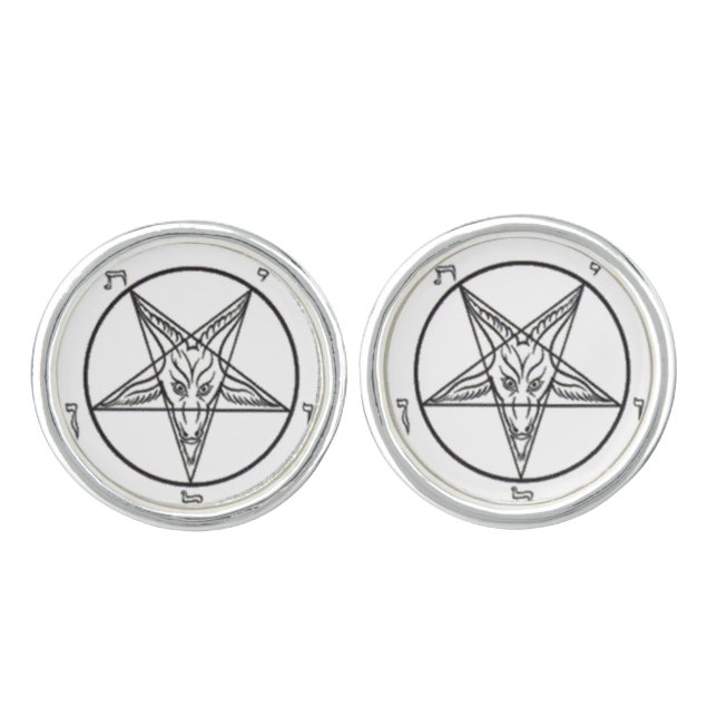 White/Black Baphomet Cufflinks (Front)
