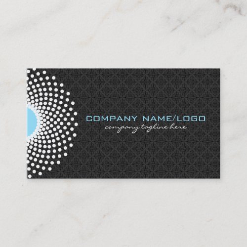 White Black &amp; Blue Ornate Circle &amp; Dots Mandala Business Card