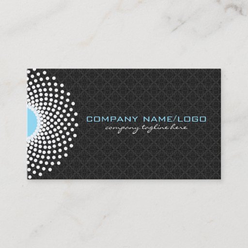 Customizable White Black &amp; Blue Ornate Circle &amp; Dots Mandala Business Card