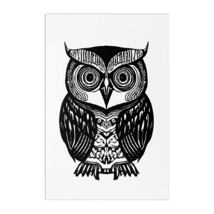White Black Boho Owl Acrylic Print