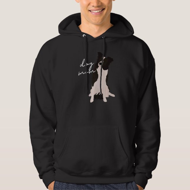 White & Black Border Collie Dog Mom Dog Mom Woman Hoodie (Front)