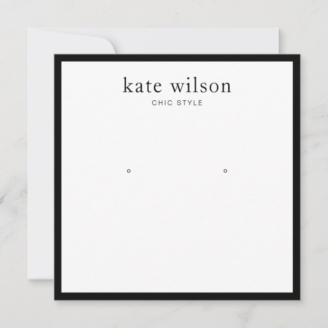 White Black Border Jewelry Earring Display Invitation (Front)