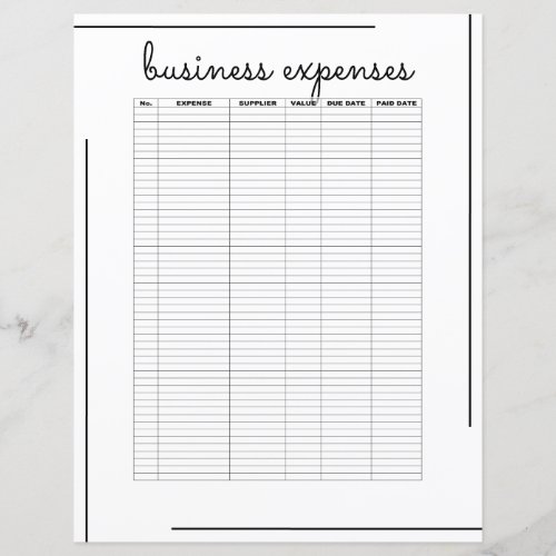 White Black Border Script Logo Business Expenses