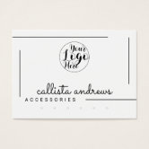 Simple Black White Cursive Keychain Display Card