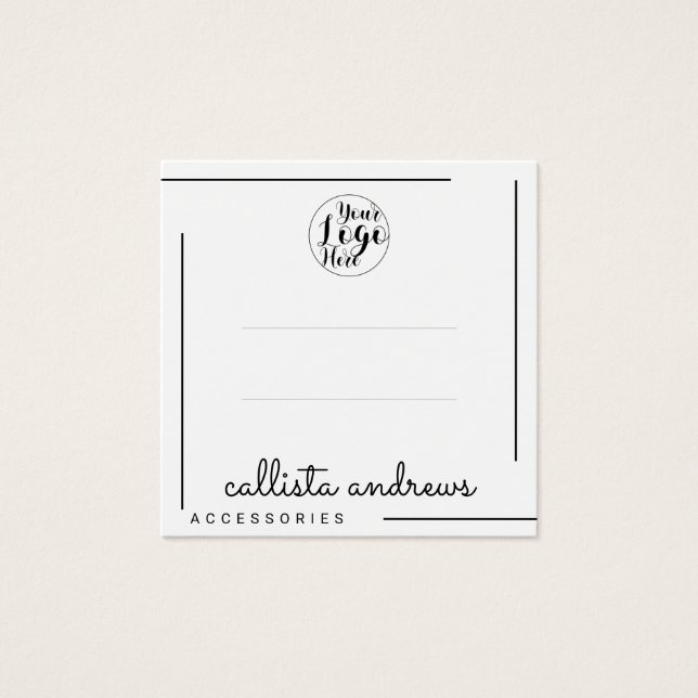 White Black Border Script Logo Hair Clips Display (Front)