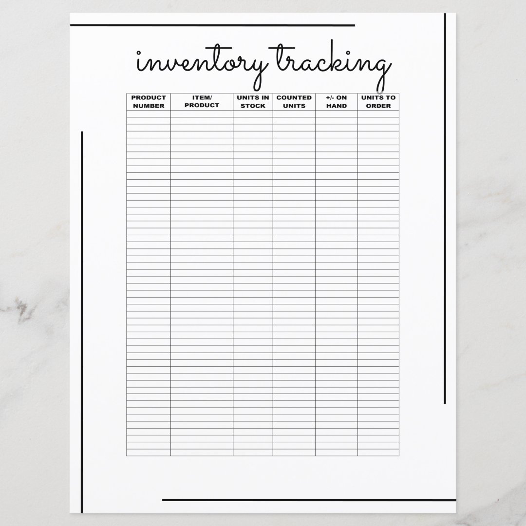 White Black Border Script Logo Inventory Tracking | Zazzle