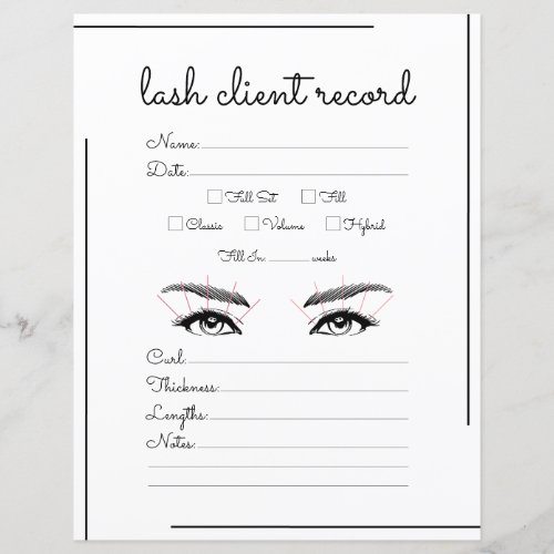 White Black Border Script Logo Lash Client Record