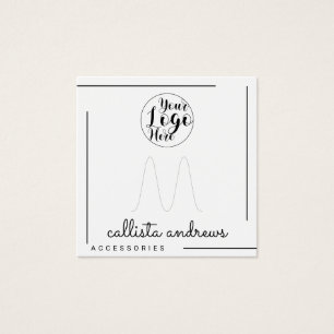 White Black Border Script Logo Ring Display