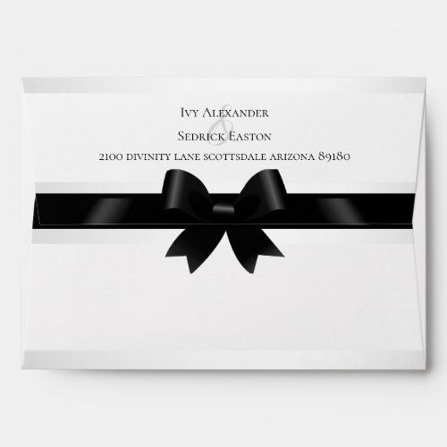 White  Black Bow Formal Wedding  Envelope