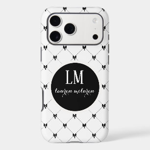 White & Black Bow Monogram iPhone 17 Pro Max Case