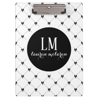 White & Black Bow Monogram Clipboard