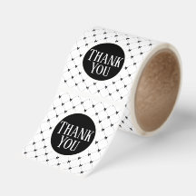 White & Black Bow Thank You Square