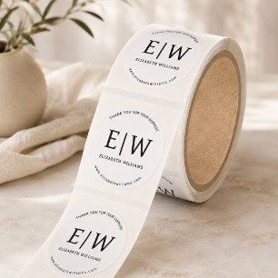 White Black Branded Business Company Thank You Classic Round Sticker