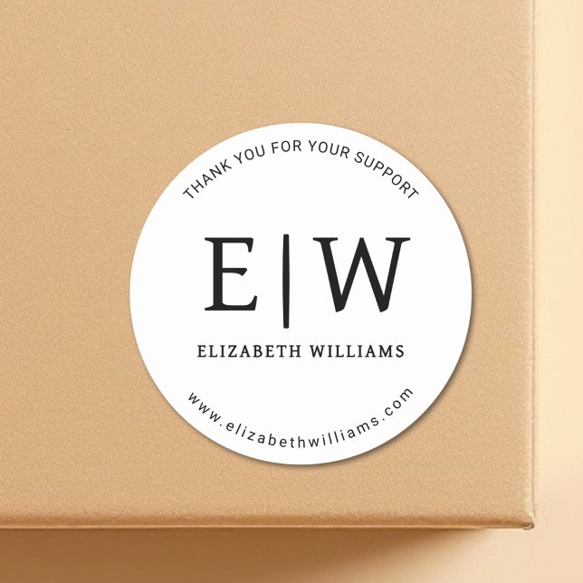 White Black Branded Business Company Thank You Classic Round Sticker (Creator Uploaded)