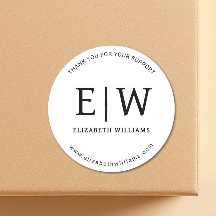 White Black Branded Business Company Thank You Classic Round Sticker