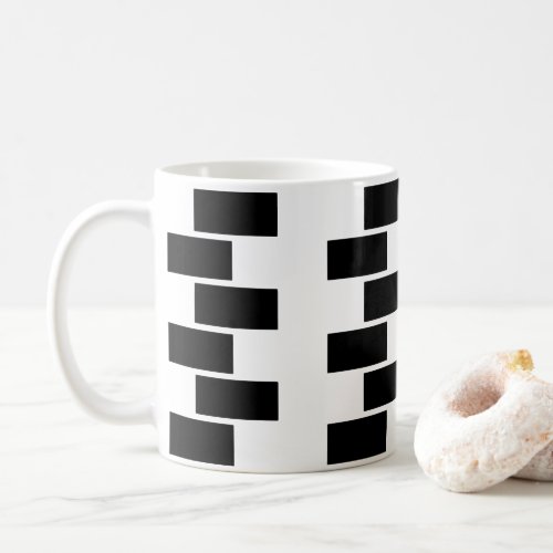 White Black Bricks Rectangles Pattern 60s Scandi  Coffee Mug