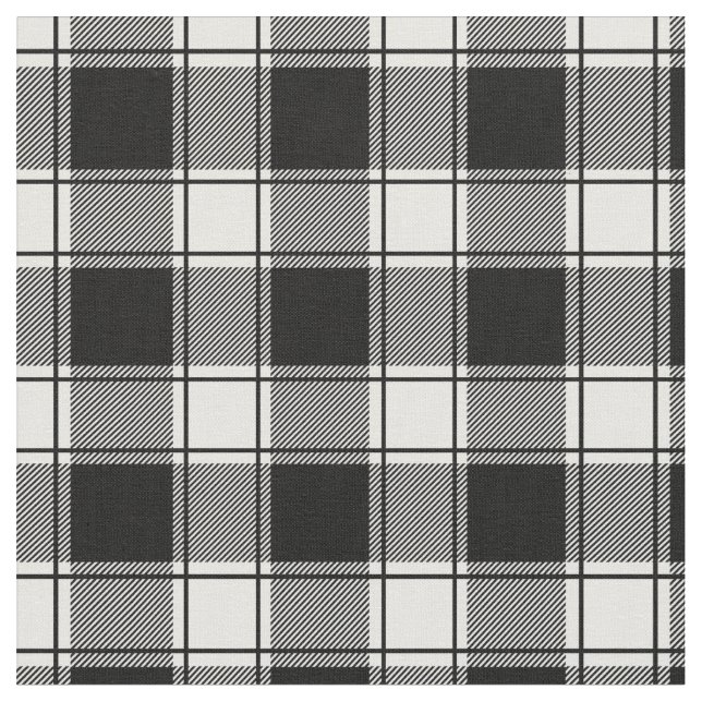 White & Black Buffalo Plaid Fabric (Close Up)