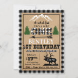 White Black Buffalo Plaid Moose Birthday Invitatio Invitation at Zazzle