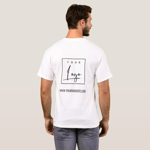 White Black Business Add Your Logo Name Website T_Shirt