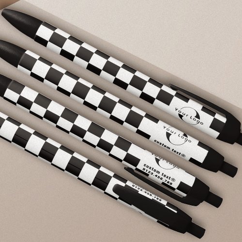 White  black Business logo Company brand Checkers Black Ink Pen