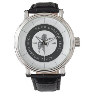 White & Black Business logo Custom branded Watch