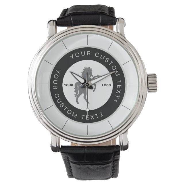 White & Black Business logo Custom branded  Watch (Front)