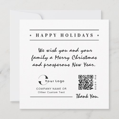 White Black Business Logo QR code Christmas Simple Holiday Card